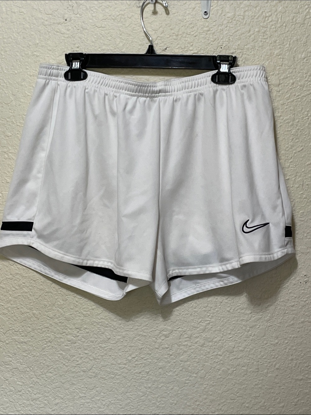 Nike Women's White Shorts With Black Stripe And Swoosh. Good Condition. Size XL.